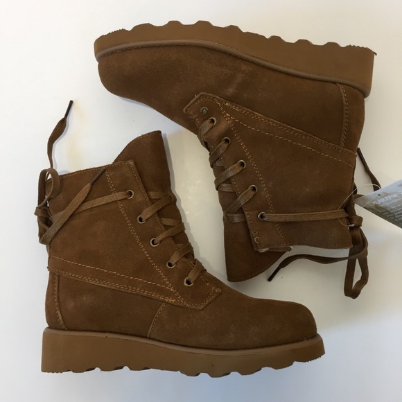 BEARPAW Suede Lace-up Wool Blend Snow wedged boots - Picture 5 of 16